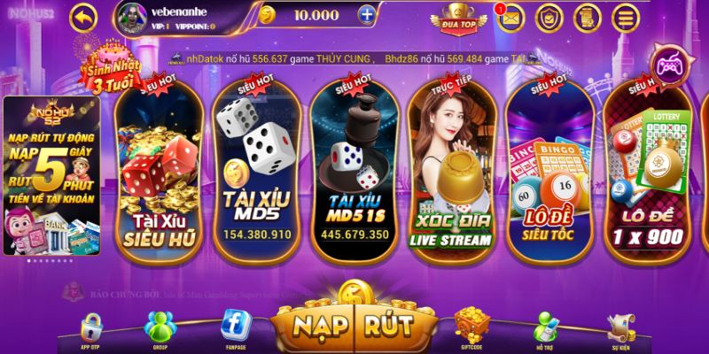 Nohu52 cung cấp đa dạng các sản phẩm game