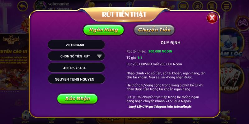 Hướng dẫn cách rút tiền chuẩn tại Nohu52